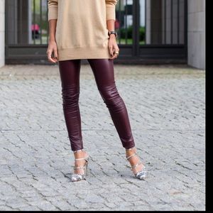 Hm Brown Faux Leather Pants 